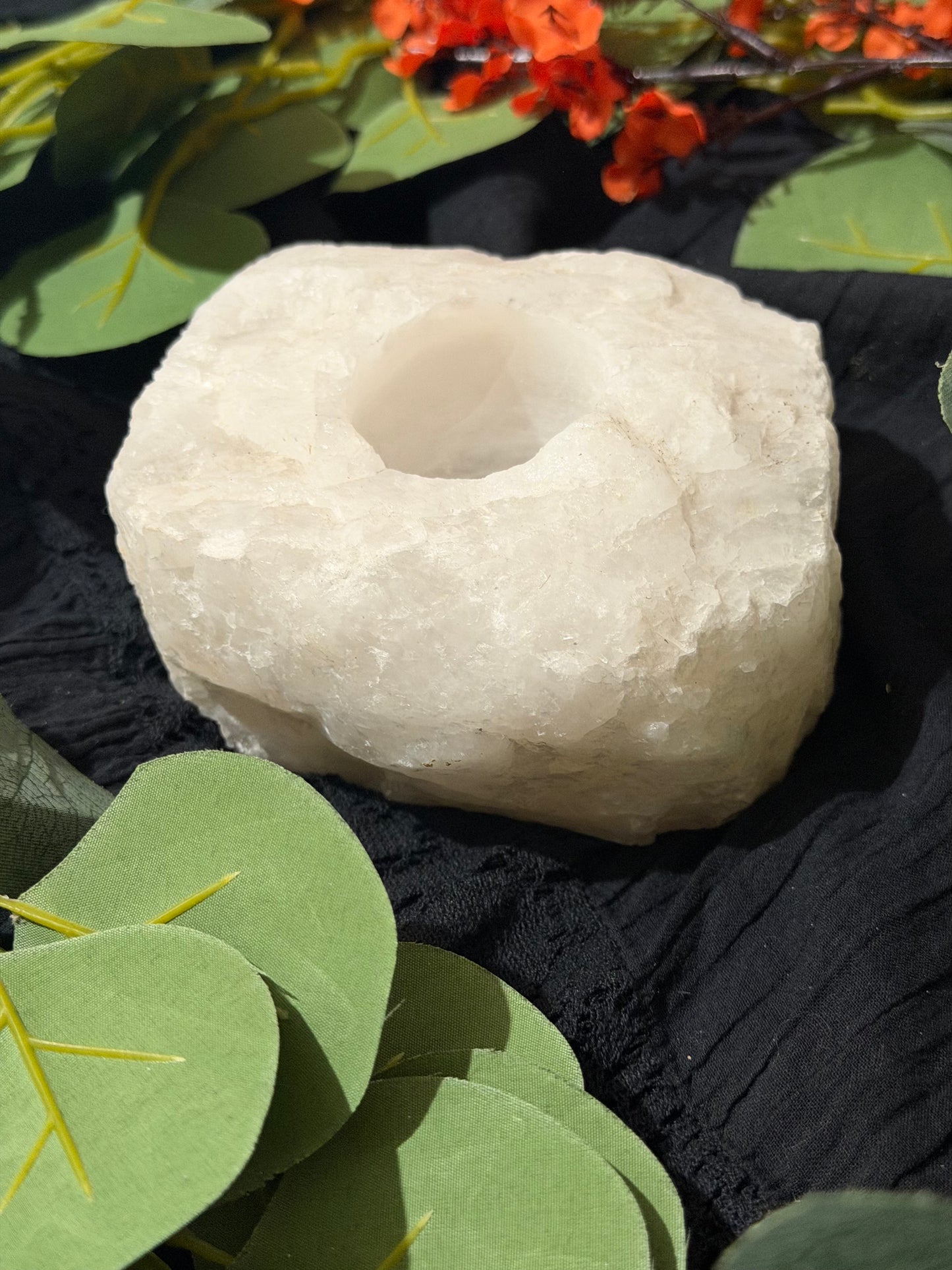 Selenite Rough Candle holder