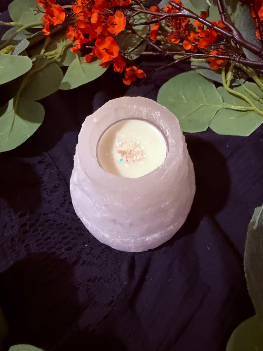 Selenite candle holder